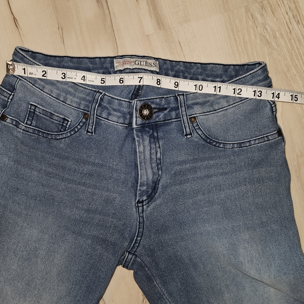 Guess Vintage Straight Leg Jeans Blue Wash US M EU 38 Mexico Faux Front Pockets - Picture 5 of 10